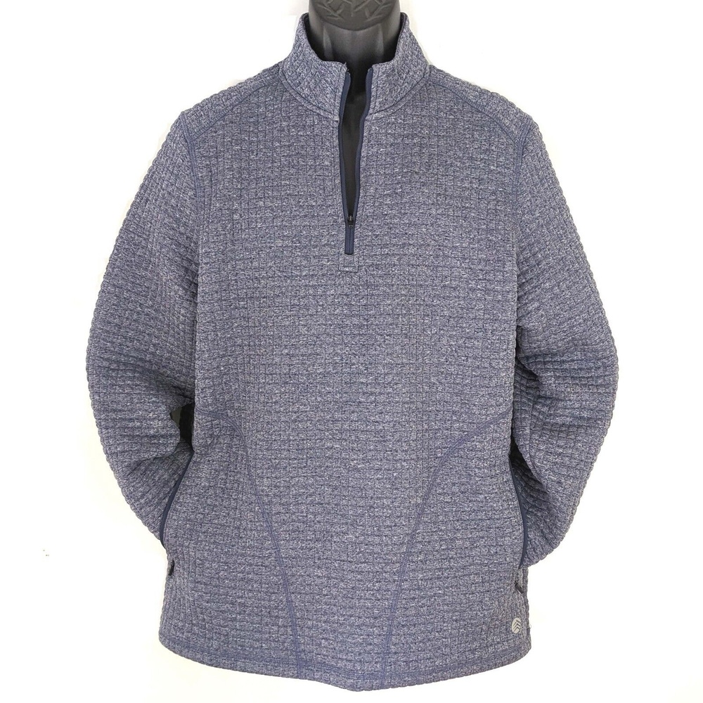 Solaris Dillards Men's M Lavender Blue Quilted 1/4 Zip Long Sleeve Pullover
